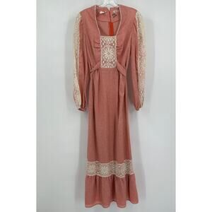 Jerell of Texas Women 70sTiered Prairie Maxi Dress Size 11 Vintage Boho Romantic